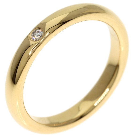 TIFFANY Classic Band 1P Diamond Ring 18K Yellow Gold Size 4.5 - Picture 2 of 10